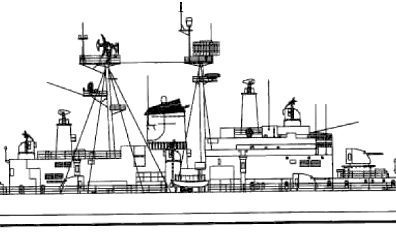 Крейсер USS CA-148 Newport News 1968 [Heavy Cruiser ] - чертежи, габариты, рисунки